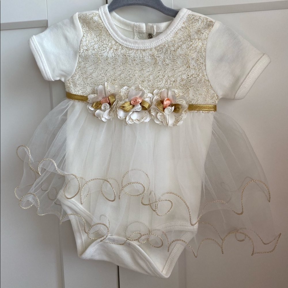 T.F Taffy Embellished Onesie 0-3 mos